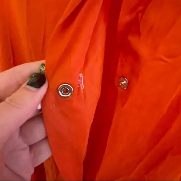 Vintage orange nightgown with embroidered flower snap buttons - size M/L - Picture 10 of 16